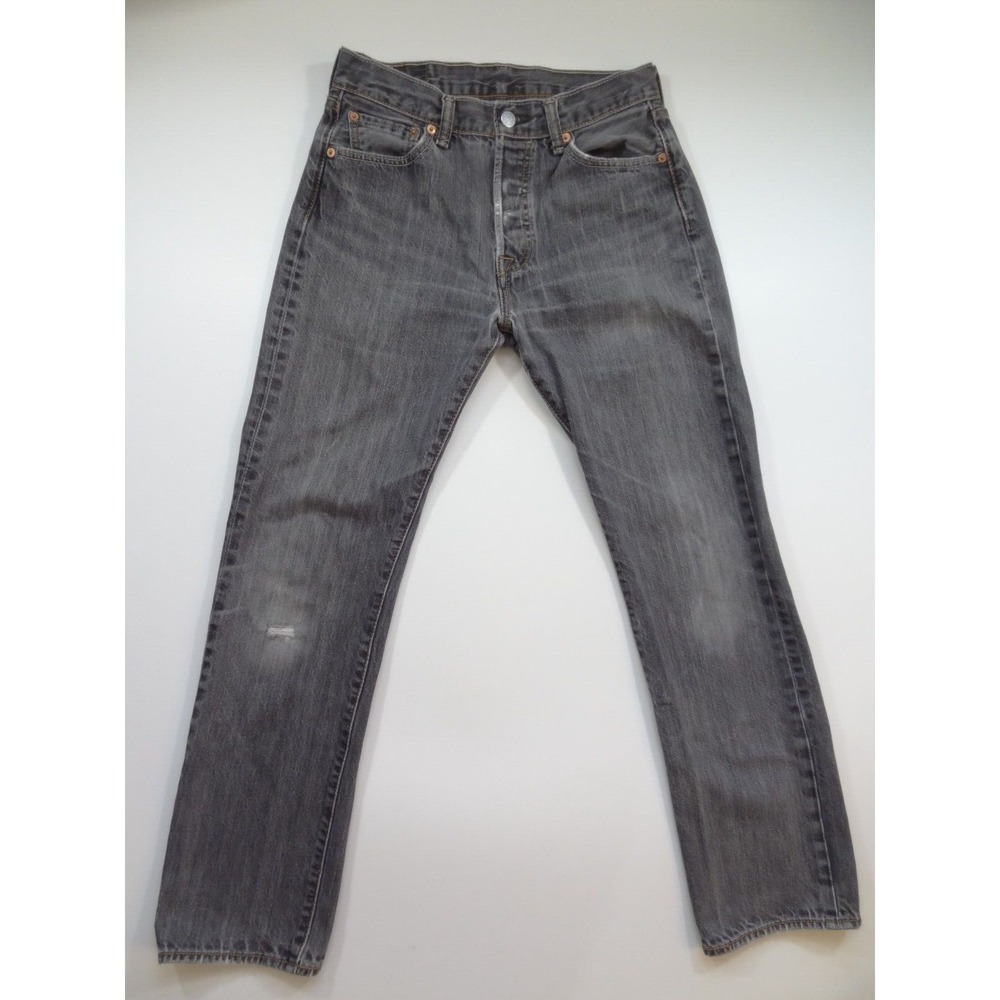 Levis 501 Jeans Mens 30x29 (Tag 30x32) Black Denim‎ Button Fly Straight Leg